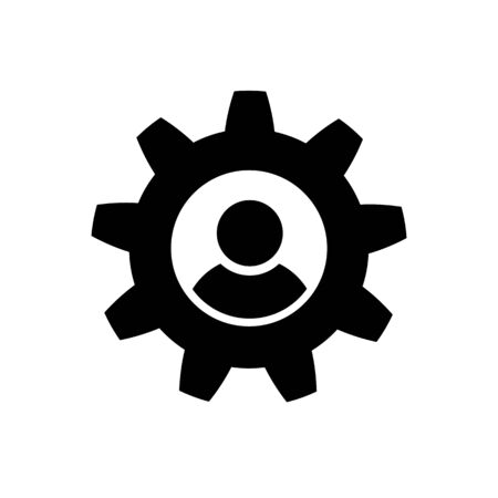 Man and cog icon in flat styleのイラスト素材