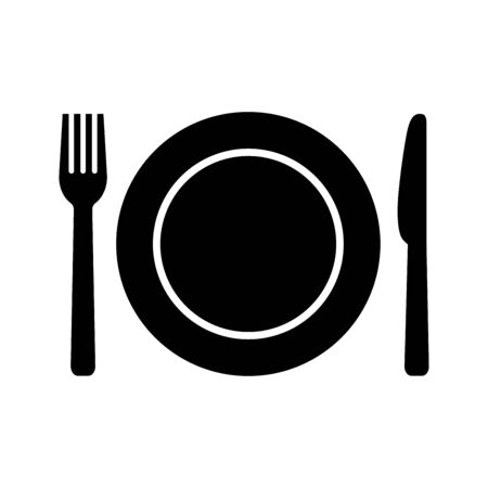 Food icon in flat style. Spoon and fork symbolのイラスト素材
