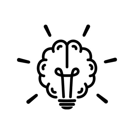 Brain light bulb icon in flat styleのイラスト素材