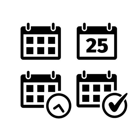 Calendar icon set in flat style on white.のイラスト素材