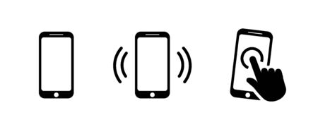 Smartphone icon set in flat style on whiteのイラスト素材