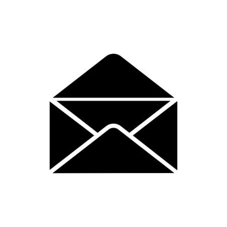 Black open envelope icon in flat style Mail symbolのイラスト素材