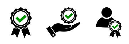 Service offer icon set. Award rosette symbolのイラスト素材