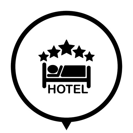 &#xA;hotel - black vector icon; map pointerのイラスト素材