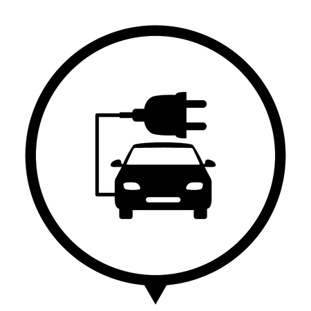car ecology - black vector icon ; map pointerのイラスト素材