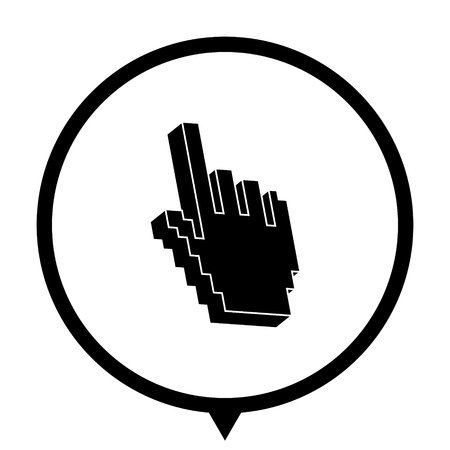 pixel hand - black vector icon ; map pointerのイラスト素材
