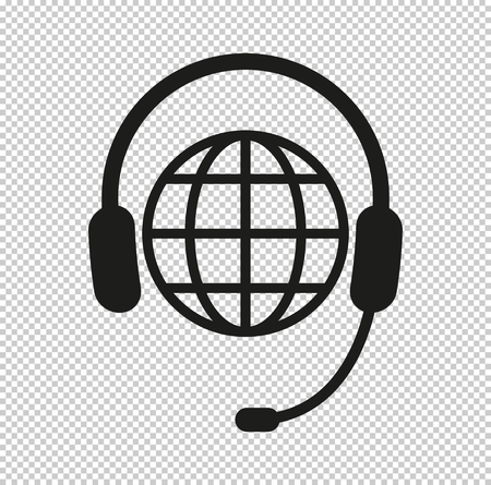 Headphone for support or service  - black vector iconのイラスト素材