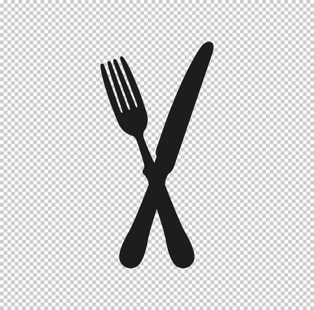 crossed fork over knife  - black vector iconのイラスト素材