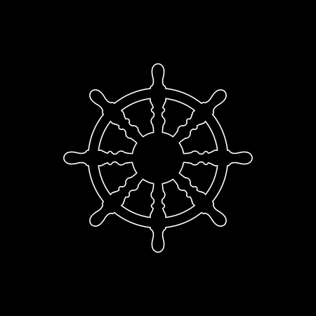 ship steering wheel  - white vector iconのイラスト素材