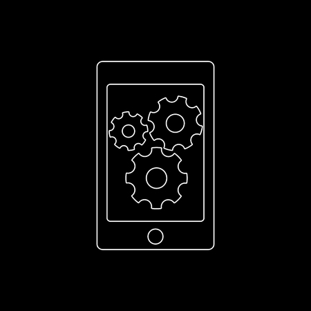 phone with gears and cogs -  white vector iconのイラスト素材