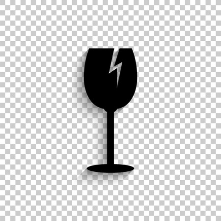 fragile glass - black vector  icon with shadowのイラスト素材