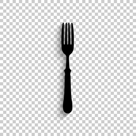 fork - black vector  icon with shadowのイラスト素材
