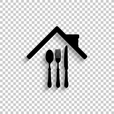 restaurant - black vector  icon with shadowのイラスト素材