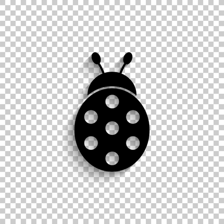 ladybug - black vector  icon with shadowのイラスト素材