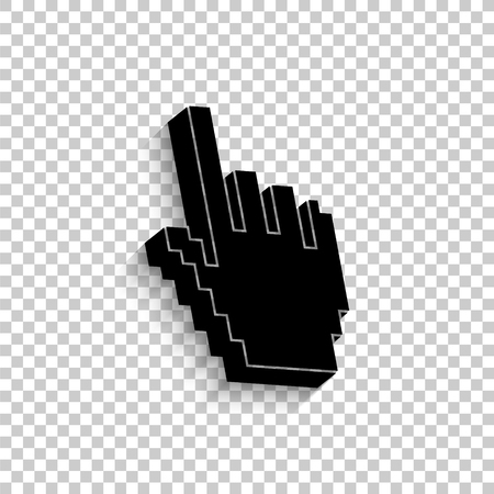 pixel hand - black vector  icon with shadowのイラスト素材