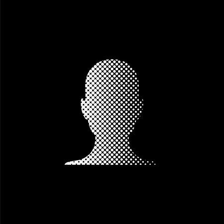 human profile picture - white vector icon;  halftone illustrationのイラスト素材