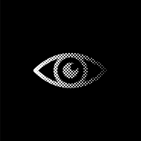 Eye - white vector icon;  halftone illustrationのイラスト素材