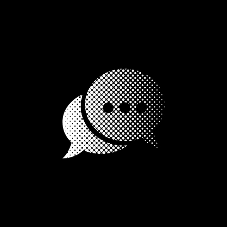 Chat - white vector icon;  halftone illustrationのイラスト素材