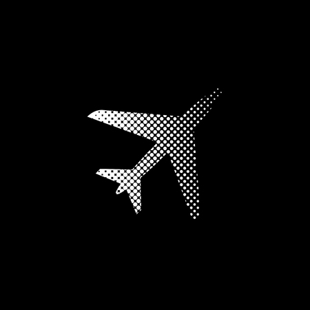 Airplane - white vector icon;  halftone illustrationのイラスト素材