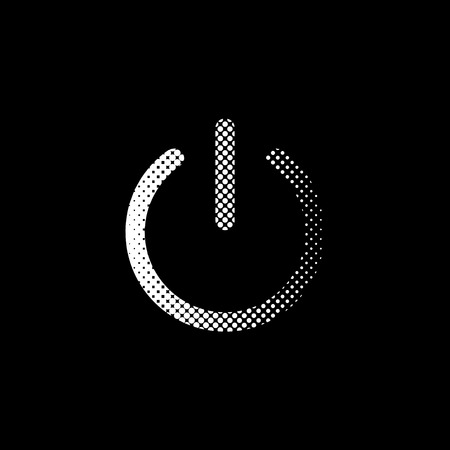 On/Off switch - white vector icon;  halftone illustration