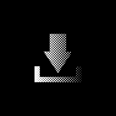 Download - white vector icon;  halftone illustrationのイラスト素材