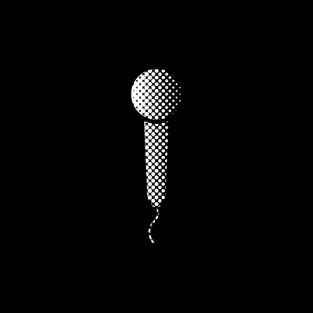 microphone - white vector icon;  halftone illustrationのイラスト素材