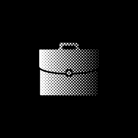 briefcase - white vector icon;  halftone illustrationのイラスト素材