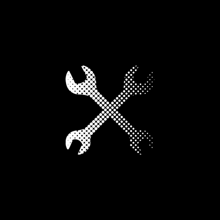 Repair - white vector icon;  halftone illustrationのイラスト素材