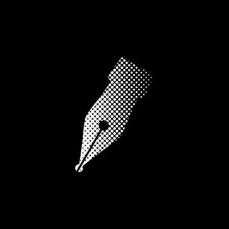 Fountain pen - white vector icon;  halftone illustrationのイラスト素材