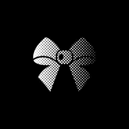 ribbon bow - white vector icon;  halftone illustrationのイラスト素材