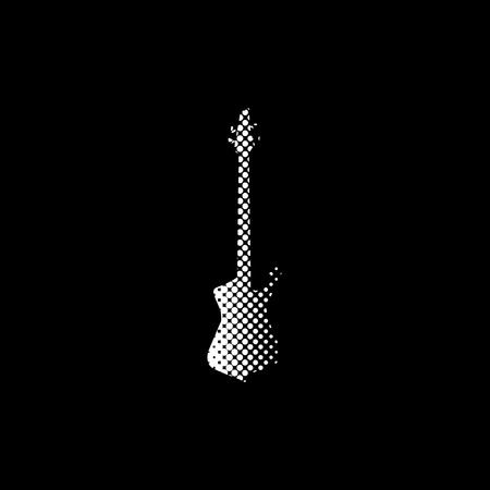 Guitar - white vector icon;  halftone illustrationのイラスト素材
