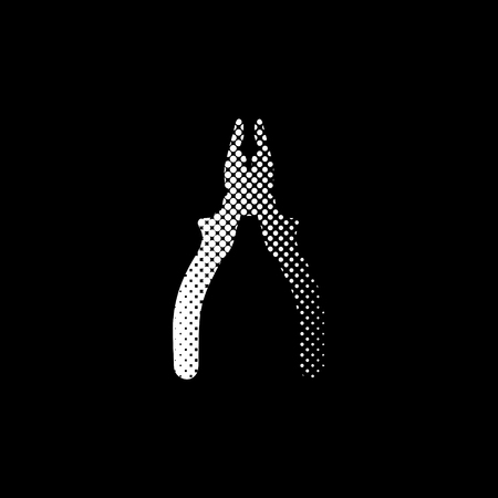 pliers - white vector icon;  halftone illustrationのイラスト素材