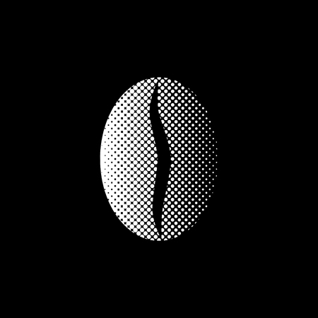 coffee beans - white vector icon;  halftone illustrationのイラスト素材