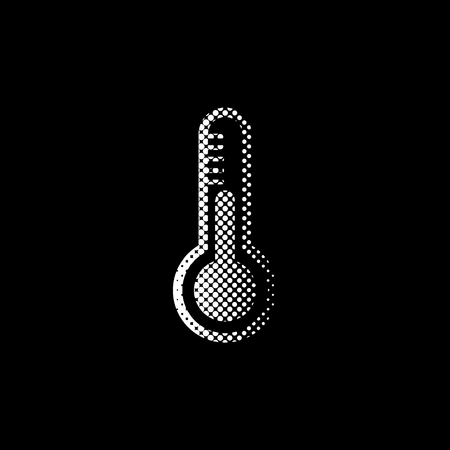Thermometer - white vector icon;  halftone illustrationのイラスト素材
