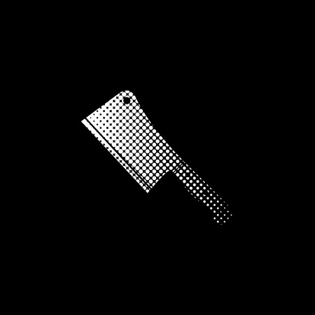 Meat cleaver knife - white vector icon;  halftone illustrationのイラスト素材