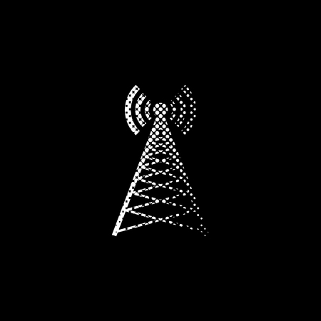 &#xA;Cell Phone Tower - white vector icon; halftone illustrationのイラスト素材
