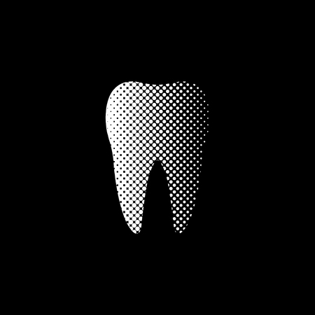 Tooth - white vector icon;  halftone illustrationのイラスト素材