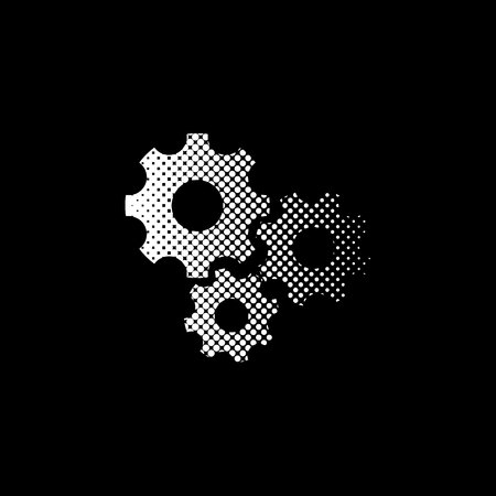 Settings - white vector icon ; halftone illustrationのイラスト素材