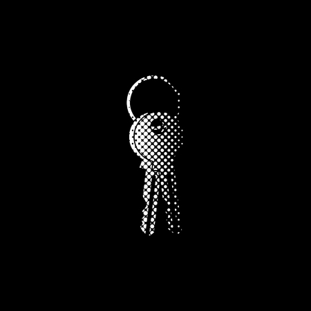 Key - white vector icon;  halftone illustrationのイラスト素材