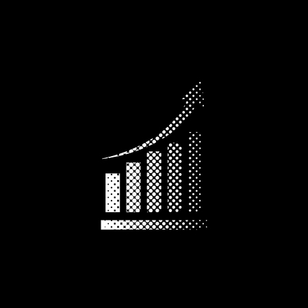 growing graph - white vector icon ; halftone illustrationのイラスト素材