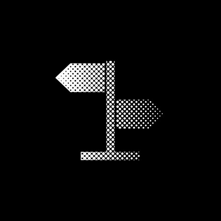 direction sign - white vector icon;  halftone illustrationのイラスト素材