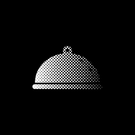 Food platter serving sign - white vector icon ; halftone illustrationのイラスト素材