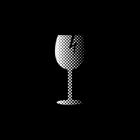 fragile glass - white vector icon ; halftone illustrationのイラスト素材