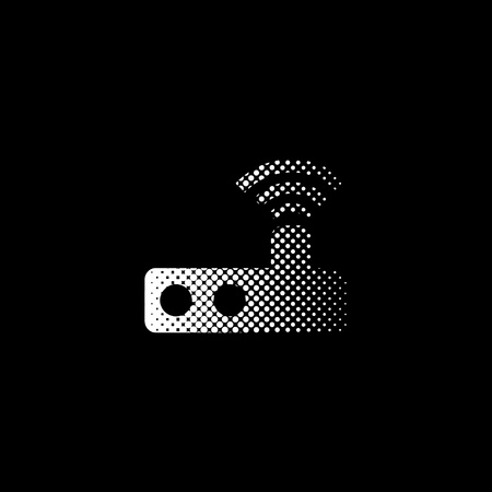 Router - white vector icon;  halftone illustrationのイラスト素材