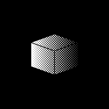 box - white vector icon ; halftone illustrationのイラスト素材