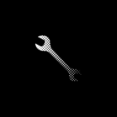 Wrench - white vector icon;  halftone illustrationのイラスト素材
