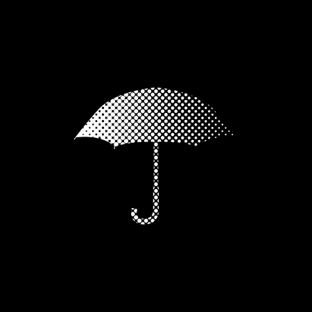 Umbrella - white vector icon ; halftone illustrationのイラスト素材