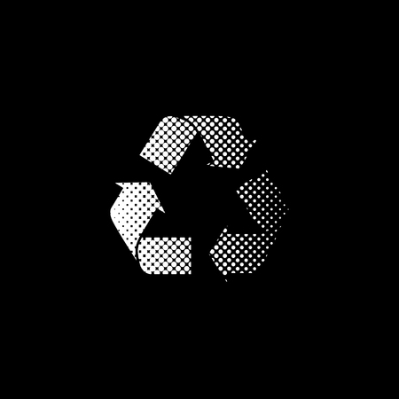 Recycle sign - white vector icon ; halftone illustrationのイラスト素材