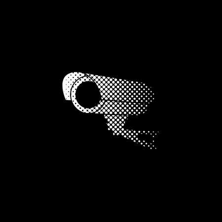 Video surveillance CCTV Camera - white vector icon;  halftone illustration