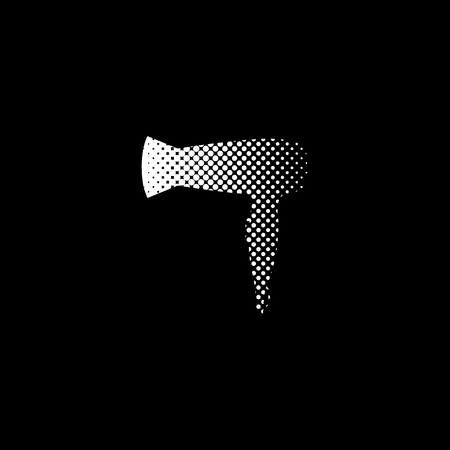 Blow dryer;hair dryer - white vector icon;  halftone illustrationのイラスト素材